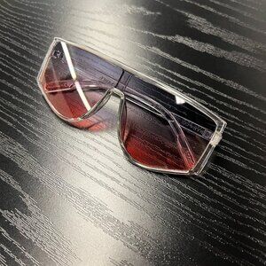 FRYE AND CO. Clear Framed Ombré Rectangle Shaped Womens Pink & Purple Sunglasses